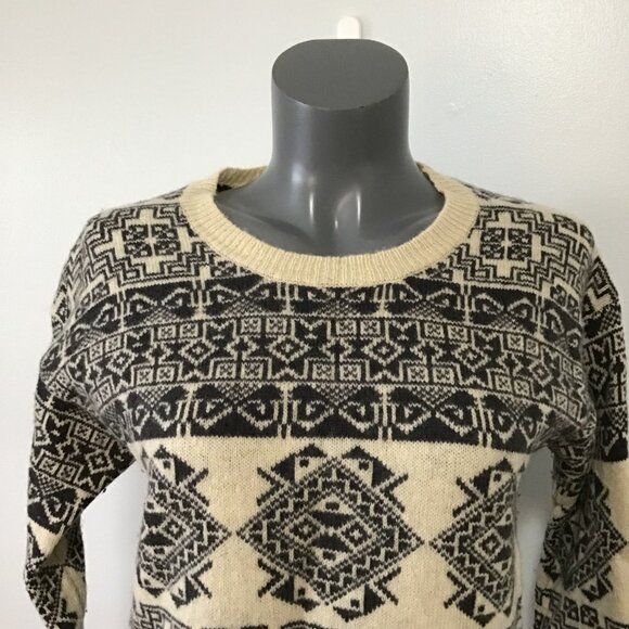 Roots Knit Wool Fair Isle Scoop Neck Sweater Size S - Picture 2 of 12